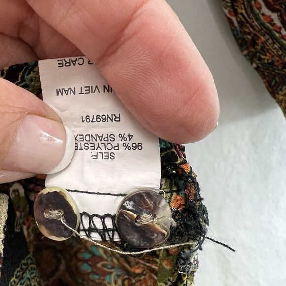 Fig and Flower Tunic Top Dress XL Brown Green Paisley Floral Romantic Flowy - Picture 7 of 14